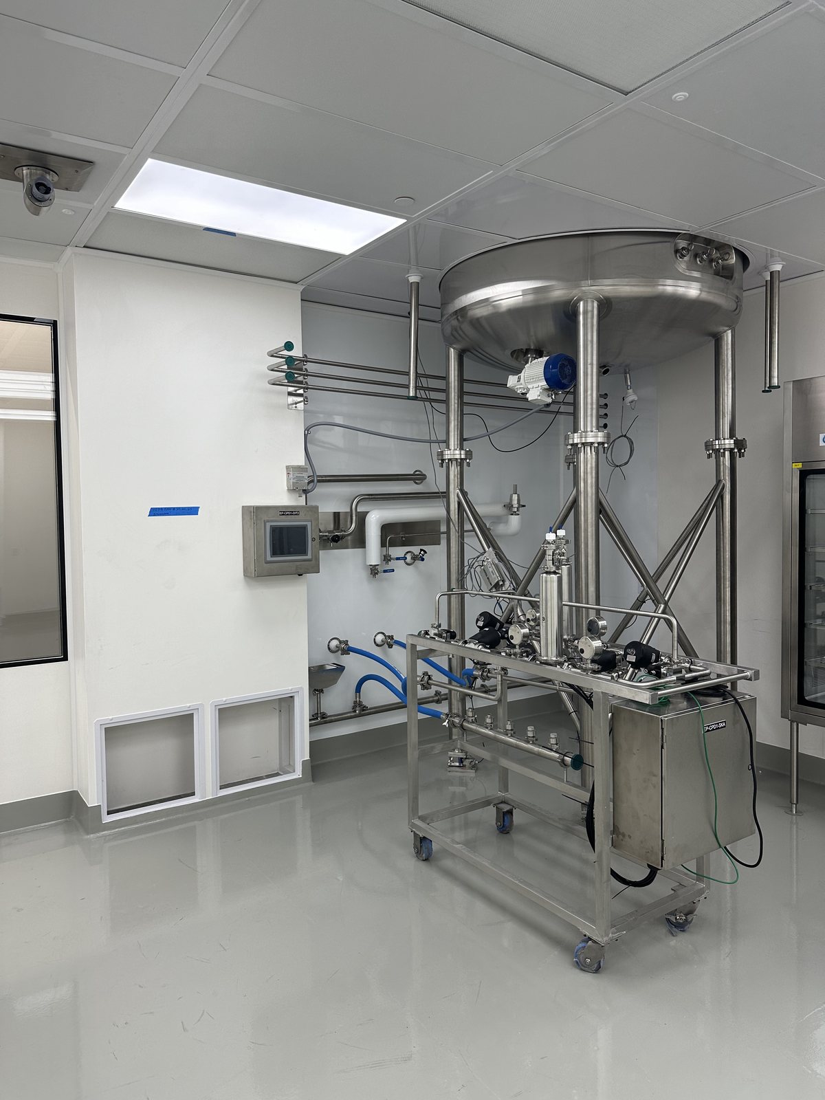 Completed clean production room with sanitary piping and instrumentation